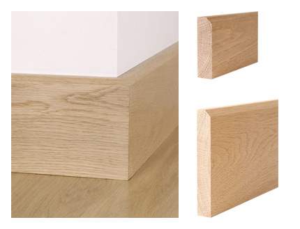 Solid oak 45° chamfer skirting board and architrave